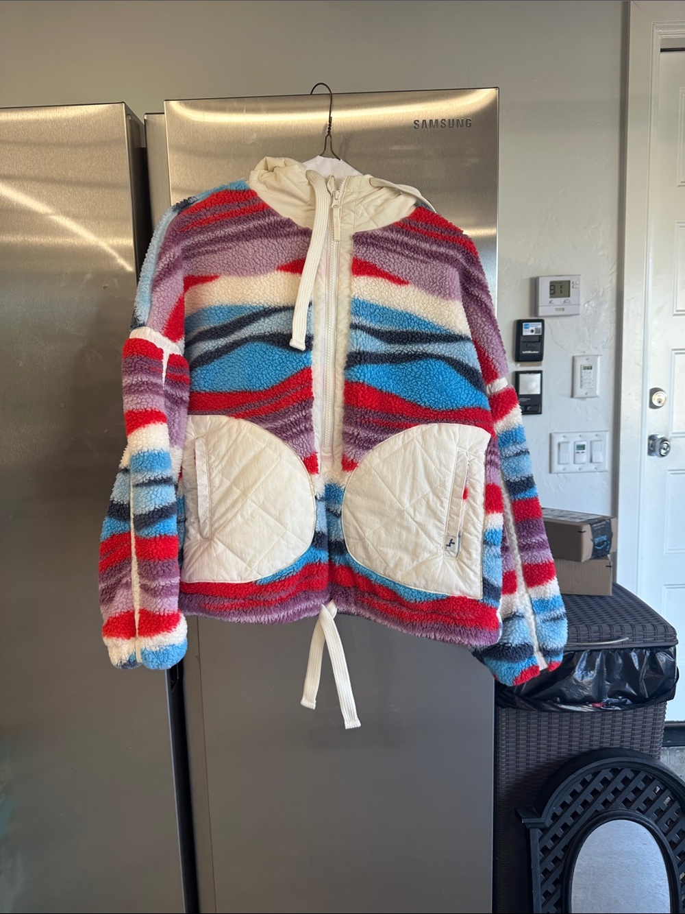 JoyLab Multi-Color Sherpa Hooded Jacket with White Accents